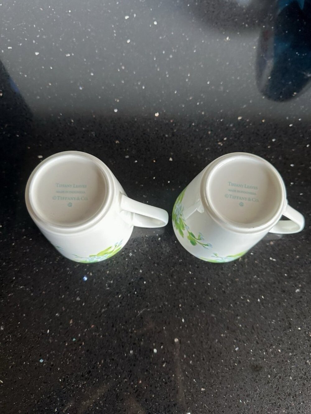 Tiffany & Co. Leaves Mugs SET OF 2 Floral Leaf Indonesia EUC - Picture 7 of 10